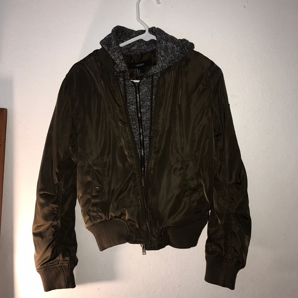 Olive green puffer jacket